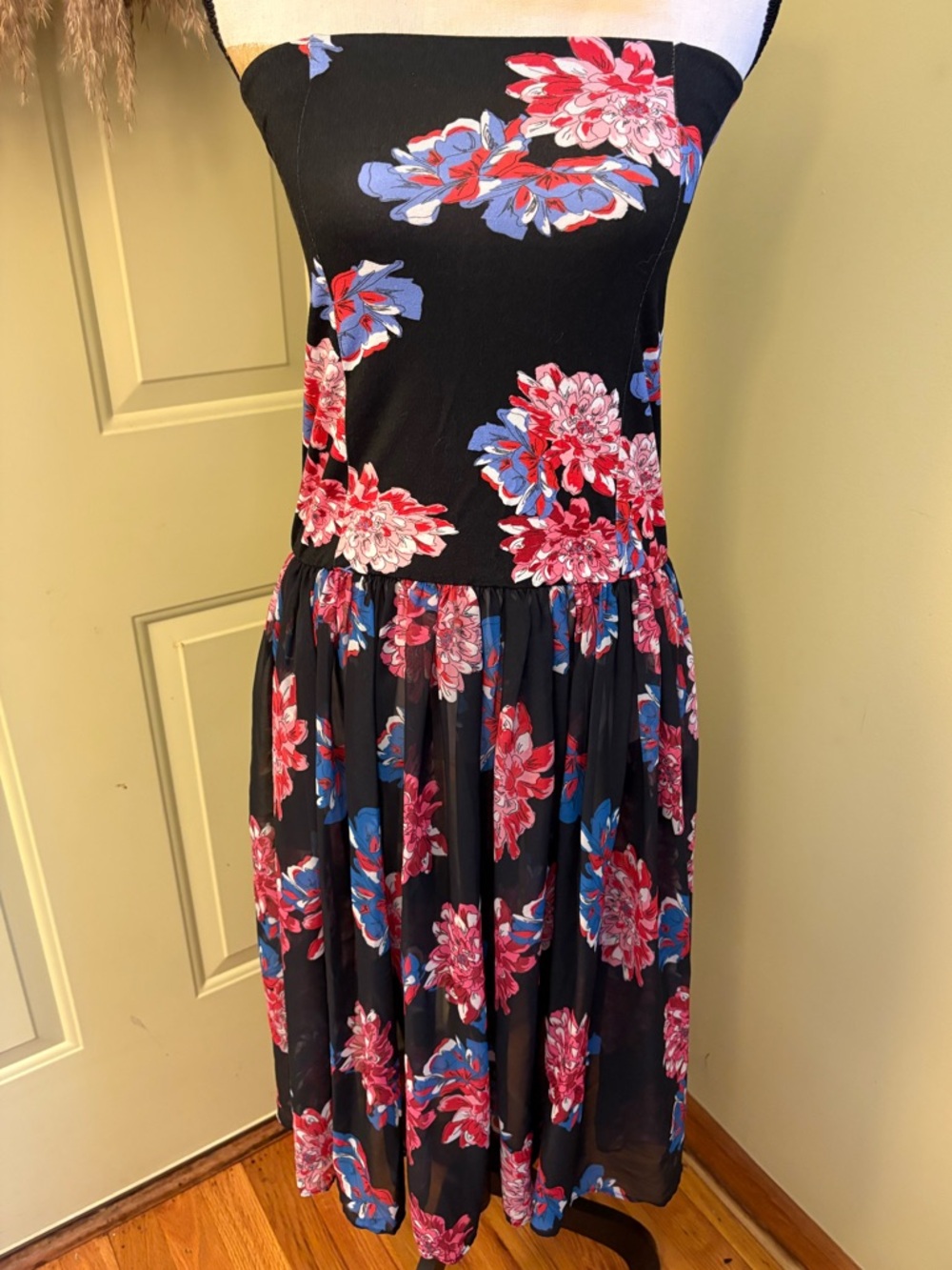 NWT FREE PEOPLE Floral Strapless Midi Dress size S
